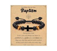 XFSRG Bracciale da uomo a forma di croce con occhio di tigre bracciale da uomo e ragazzo in pietra naturale con perle per cresima e laurea regalo compleanno per figlio fratello nipote