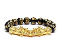 XFSRG Bracciale di Perle Uomo Pi Xiu Bracciale Ossidiana Design Moderno Lucentezza Brillante per Fortuna Ricchezza Moda Gioielli Regali per Compleanno Anniversario