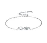 XFSRG Bracciale Donna Argento 925 Elegante con Pendente Infinito e Cristallo Verde Braccialetti Amicizia per Ogni Occasione (Bianco)