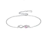 XFSRG Bracciale Donna Argento 925 Elegante con Pendente Infinito e Cristallo Verde Braccialetti Amicizia per Ogni Occasione (Rosa)