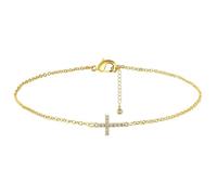XFSRG Bracciale Donna Bracciale Oro 18K Placcato Regolabile Braccialetto Croce Ciondolo con Zirconi Prima Comunione Cristiano Regali per Mamme Donne Ragazze (Oro 1)