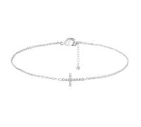 XFSRG Bracciale Donna Bracciale Oro 18K Placcato Regolabile Braccialetto Croce Ciondolo con Zirconi Prima Comunione Cristiano Regali per Mamme Donne Ragazze (Argento 1)
