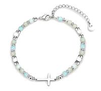 XFSRG Bracciale Donna con Pietre Naturali e Croce Gioielli Eleganti per Ogni Occasione Bracciale Regolabile in Acciaio inossidabile con Dettagli Raffinati Ideale per Battesimi e Eventi Speciali