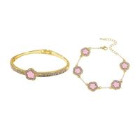 XFSRG Bracciale Donna Elegante con Fiore e Cristalli Bracciale Tennis Donna per Occasioni Speciali(Rosa)