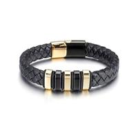 XFSRG Bracciale Donna Elegante in Pelle Intrecciata con Dettagli in Oro e Nero Gioielli Donna di Lusso Braccialetto alla Moda per Occasioni Speciali e Uso Quotidiano