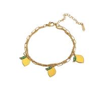 XFSRG Bracciale Donna Frutta Charm in Oro 18K Bracciale Rigido con Ciondoli di Frutta Gioielli Eleganti per Ragazza e Donna