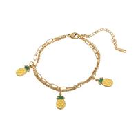XFSRG Bracciale Donna Frutta Charm in Oro 18K Bracciale Rigido con Ciondoli di Frutta Gioielli Eleganti per Ragazza e Donna