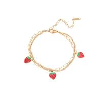 XFSRG Bracciale Donna Frutta Charm in Oro 18K Bracciale Rigido con Ciondoli di Frutta Gioielli Eleganti per Ragazza e Donna