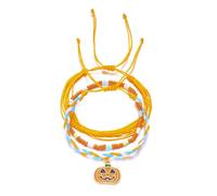 XFSRG Bracciale Donna Halloween Stile Boho Chic con Ciondoli Zucca e Fantasma Bracciali Multistrato Regolabili per Ragazza e Donna Gioielli Moda (Arancia)