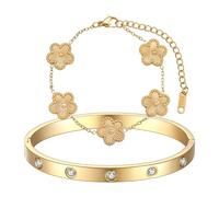 XFSRG Bracciale Donna Oro Elegante Design Floreale Acciaio Inossidabile per Ogni Occasione (Laser Gold)