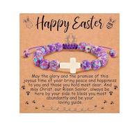XFSRG Bracciale Donna Perline Croce Bianca Regolabile Elegante per San Valentino e Occasioni Speciali (Viola)