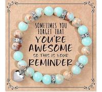 XFSRG Bracciale Donna Pietre Naturali Perline Pietra a Forma di Cuore Curative Regolabile Resistente Gioielli Braccialetto Regali Natale Regalo Compleanno Idee Festa Della Mamma Moglie Amiche