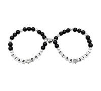 XFSRG Bracciale Donna Uomo STAR BOY STAR GIRL Perline Nere e Bianche Stile Unico Regalo Donna Compleanno Idee Regalo Donna