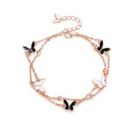 XFSRG Bracciale Doppio Strato Farfalla Regolabile Bracciale in Argento 925 per Donna Catena Elegante Ciondoli Bicolore Gioiello Donna (B)