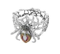 XFSRG Bracciale Halloween con Strass e Ragnatele Design Punk e Gotico Elastico Ipoallergenico per Feste a Tema Horror e Accessori Insetto (Argento)