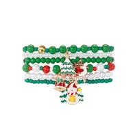 XFSRG Bracciale Natale Donna 6 Pezzi con Ciondoli Babbo Natale Renna Elastico Bracciali con Perline Colorate per Donne Ragazze Regalo Festivo per Feste