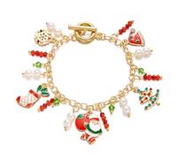 XFSRG Bracciale Natalizio Donna Ciondolo Babbo Natale Braccialetto Creativi e Carini per Feste Celebrazioni Ritrovi