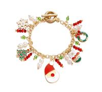 XFSRG Bracciale Natalizio Donna Ciondolo Babbo Natale Braccialetto Creativi e Carini per Feste Celebrazioni Ritrovi
