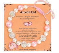 XFSRG Bracciale Perle Rosa Per Bambine Con Strass E Perle In Pietra Naturale Come Gioiello Bambino Carino Design Salamandra Perfetto Come Regalo Dolce O Decorazione Speciale (Diamante Rosa)