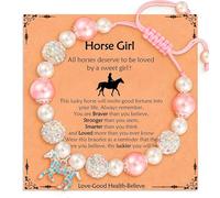 XFSRG Bracciale Perle Rosa Per Bambine Con Strass E Perle In Pietra Naturale Come Gioiello Bambino Carino Design Unicorno Perfetto Come Regalo Dolce O Decorazione Speciale (Diamante Rosa)