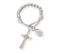 XFSRG Bracciale Rosario Cattolico con Croce e Medaglia in Argento Elegante Gioiello Religioso per Donna