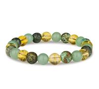 XFSRG Bracciale Unisex con Perle Naturali da 8 mm Citrino Avventurina Verde e Turchese Africano Braccialetto Elastico Portafortuna in Stile Boho per Donna e Uomo