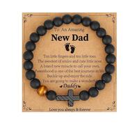 XFSRG Bracciale Uomo Elegante con Croce e Perline Occhio di Tigre Gioielli Uomo Moda Accessorio Casual e Religioso (Nero 2)