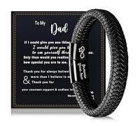 XFSRG Bracciale Uomo Elegante in Pelle Intrecciata con Chiusura in Acciaio Inossidabile Perfetto per Compleanno e Festa del Papà(Nero)