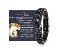 XFSRG Bracciale Uomo Pelle Braccialetto a Doppio Strato Intrecciato con Chiusura Magnetica in Acciaio Inox Regalo per Figlio Compleanno Teenager Gioiello Maschile （Nero）