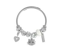 XFSRG Braccialetti Bambina Hello Kitty Braccialetto Gatto Cartoon Braccialetti con Ciondoli Cuore di Fiori Bracciale Regolabile Braccialetto Amicizia Gioielli Regali per Bambini Ragazze(Bianco)