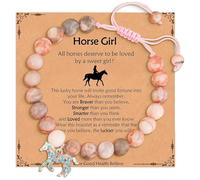 XFSRG Braccialetto Bambina con Cavallo Bracciale Regolabile con Perline e Ciondolo Cavalli Glitter Rosa Bracciale Dell’Amicizia per Giovani Amazzoni (Stile 2)