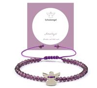XFSRG Braccialetto Bambina Rosa Quarzo con Angelo Bracciale Ragazza Elegante e Delicato per Moda e Occasione Speciale (Viola)