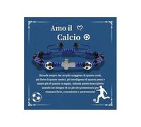 XFSRG Braccialetto Calcio Con Croce Per Ragazzi Come Regalo Alla Moda In Ossidiana Per Comunione Cresima O Pasqua Per Figli Nipoti E Adolescenti (Blu)