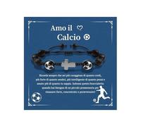 XFSRG Braccialetto Calcio Con Croce Per Ragazzi Come Regalo Alla Moda In Ossidiana Per Comunione Cresima O Pasqua Per Figli Nipoti E Adolescenti (Schwarz)