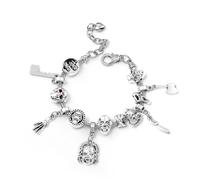 XFSRG Braccialetto Gioielli Donna Halloween Charm Argento Bracciale con Pendenti Teschio Zucca Accessori Gioielli Donna Braccialetti Regolabile