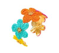 XFSRG Bracciali da Donna Raffia Fiore Lega Bangle Gioielli da Spiaggia per le Vacanze Bracciali Aperti di Nicchia Gioiello da Polso Accessorio per l'uso Quotidiano Alla Moda (Blu-giallo)