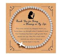 XFSRG Bracciali Donna Croce Braccialetti Perline d'Argento Acciaio Inossidabile Battesimo Bracciale Benedetti Adatti per l'Uso Quotidiano Meditazione Regali