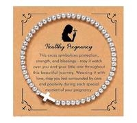 XFSRG Bracciali Donna Croce Braccialetti Perline d'Argento Acciaio Inossidabile Battesimo Bracciale Benedetti Adatti per l'Uso Quotidiano Meditazione Regali