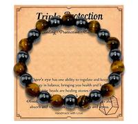 XFSRG Bracciali Donna Pietra Naturale Occhio di Tigre Giallo Bracciale Semplice ed Elegante per Viaggi Appuntamenti Uso Quotidiano