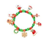 XFSRG Bracciali Natalizi Donna Bracciale Elastico Perline con Ciondolo a Tema Natalizio per Feste Compleanno Natale Idee Regalo per Donne (Stile 1)