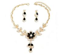 XFSRG Camelia Parure Gioielli per Donna Ragazze Pendente Collana Orecchini Ipoallergenici Jewelry Set Regalo Gioielli Festa di Compleanno Collana Set Per Donne