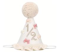 XFSRG Cappello da 1/2 Compleanno per Bambini e Bambine Cono Cappello di Compleanno con Pompon Carino per Articoli Feste Accessori Foto Forniture
