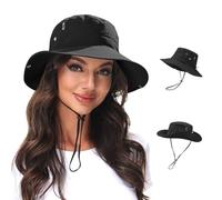 XFSRG Cappello da Sole da Donna Cappelli da Pesca All'aperto Pieghevole Tesa Larga Cappello da Safari Estivo per Giardinaggio Viaggi Escursionismo 54-59CM（Nero）