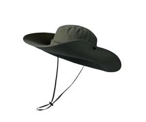 XFSRG Cappello Uomo Safari Outdoor Impermeabile con Ampia Tesa e Cordino Regolabile per Escursioni e Trekking (IT, Alpha JASPO, Taglia Unica, Verde)