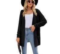 XFSRG Cardigan da Donna a Manica Lunga Aperto sul Davanti Casual Maglia Primaverile Cappotto Aperto Maglia Lavorato(Nero L)