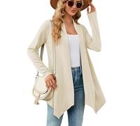 XFSRG Cardigan Donna Lungo Elegante Casual Leggero Maniche Lungo Cappotto Coprispalle Cardigan Ampio con Risvolto Manica (Albicocca/XL)