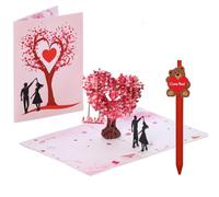 XFSRG Carte Mariage Pop Up Carte 3D Saint Valentin Anniversaire Marriage pour Anniversaire Noël Nouvel Anniversaire avec Stylo à bille cartoon con Busta e Penna a sfera Motivo Cartoon