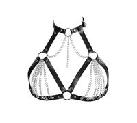 XFSRG Catena Del Corpo Donna In Pelle Con Catene Argento Costume Gotico Sexy Harness Belt Punk Accessori Gotici Per Feste e Eventi