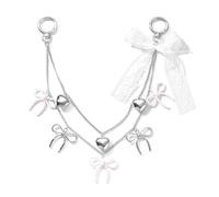 XFSRG Catena Per Borsa Elegante con Fiocchi Rosa e Cuori Argento Accessori Per Borse Fai Da Te Tracolle Per Borse Moda Catenella Per Borsa Decorativa