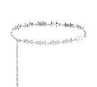 XFSRG Catena per il Corpo con Stelle in Metallo Lucido Collana da Pancia Elegante per Donna Accessorio di Moda per Feste e Occasioni Speciali (Argento, doppia stella)